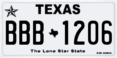 TX license plate BBB1206