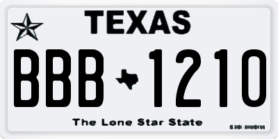 TX license plate BBB1210