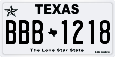 TX license plate BBB1218