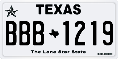 TX license plate BBB1219