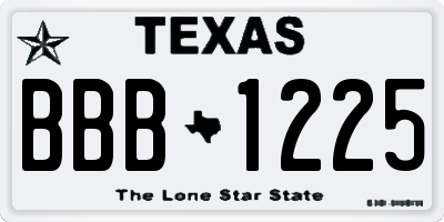 TX license plate BBB1225