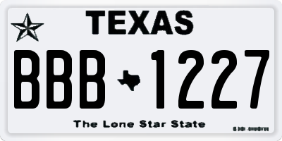 TX license plate BBB1227