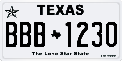 TX license plate BBB1230