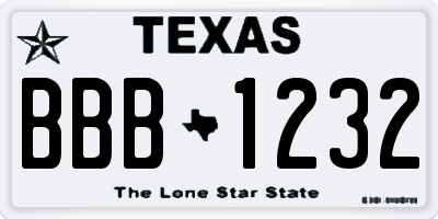 TX license plate BBB1232