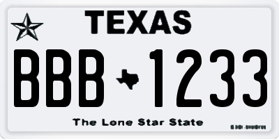 TX license plate BBB1233