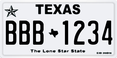 TX license plate BBB1234