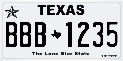 TX license plate BBB1235