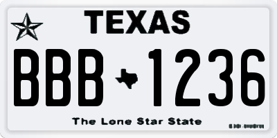 TX license plate BBB1236