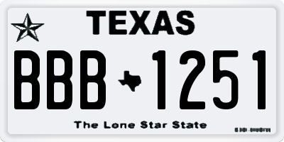 TX license plate BBB1251