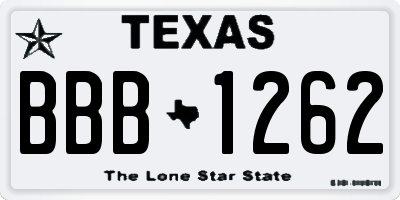 TX license plate BBB1262