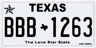 TX license plate BBB1263