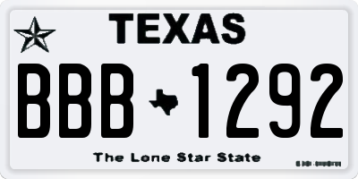 TX license plate BBB1292
