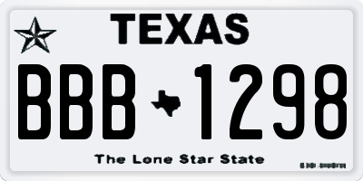 TX license plate BBB1298