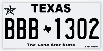 TX license plate BBB1302