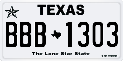 TX license plate BBB1303