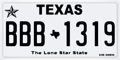 TX license plate BBB1319