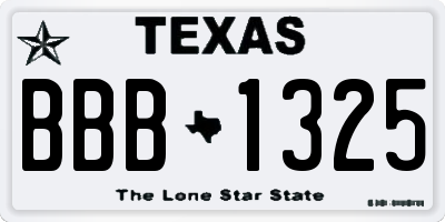 TX license plate BBB1325