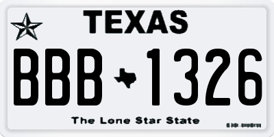 TX license plate BBB1326