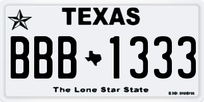 TX license plate BBB1333