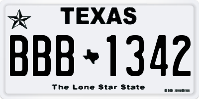 TX license plate BBB1342