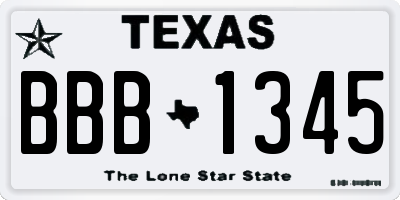 TX license plate BBB1345