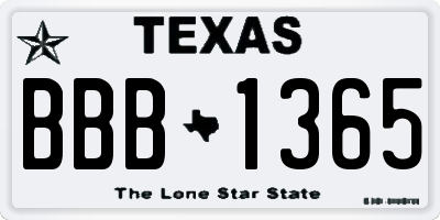 TX license plate BBB1365