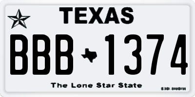 TX license plate BBB1374