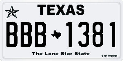 TX license plate BBB1381