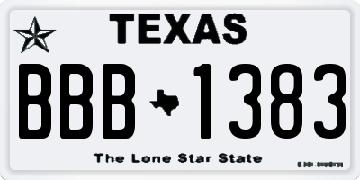 TX license plate BBB1383