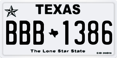 TX license plate BBB1386