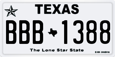 TX license plate BBB1388