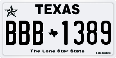 TX license plate BBB1389