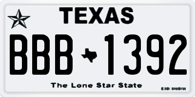 TX license plate BBB1392