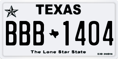 TX license plate BBB1404