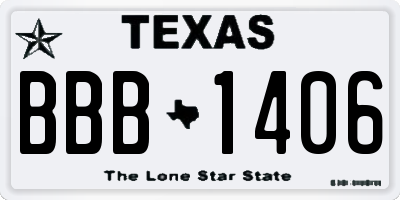 TX license plate BBB1406