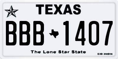 TX license plate BBB1407