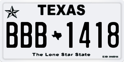 TX license plate BBB1418