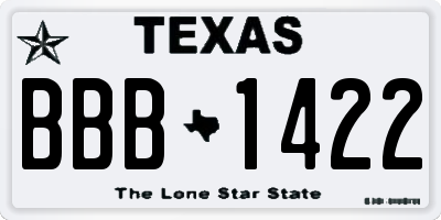 TX license plate BBB1422