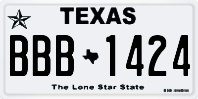 TX license plate BBB1424