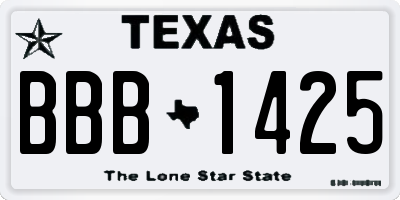 TX license plate BBB1425