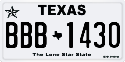 TX license plate BBB1430