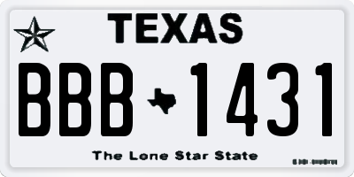 TX license plate BBB1431