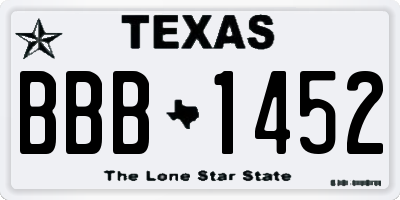 TX license plate BBB1452