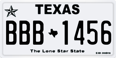 TX license plate BBB1456