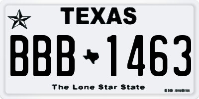 TX license plate BBB1463