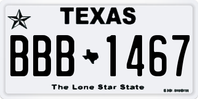 TX license plate BBB1467