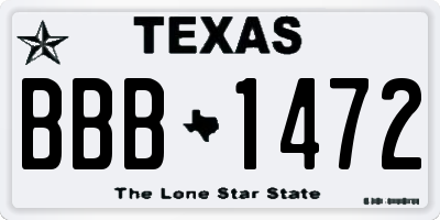 TX license plate BBB1472