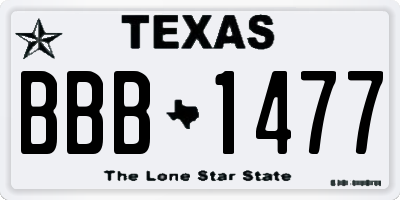 TX license plate BBB1477