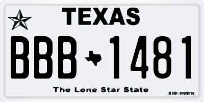 TX license plate BBB1481