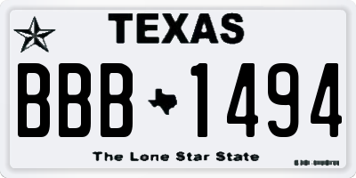 TX license plate BBB1494